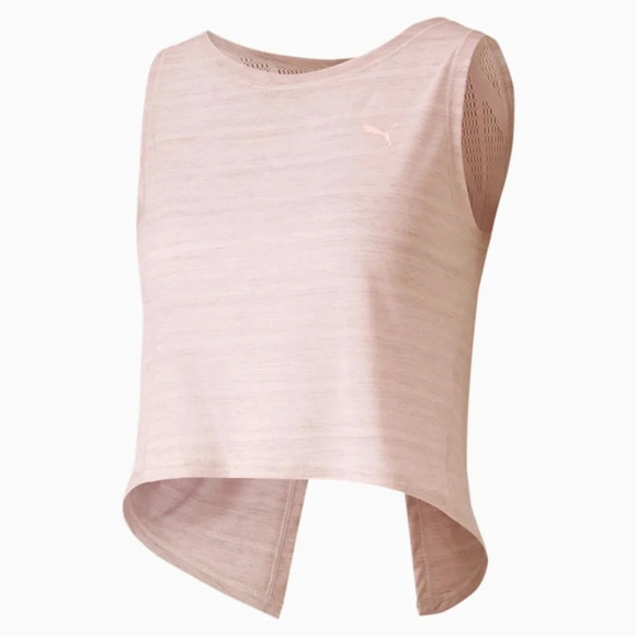 Puma Tank Top Cropped Lace Slit Open Back Mesh Burnout Rosewater Pink Size XS - Picture 6 of 12